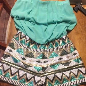 Mint Blue Aztec Romper